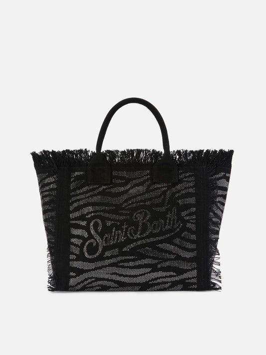 CAPRICOAST® – Borsa da Mare in Canvas Nera Strass