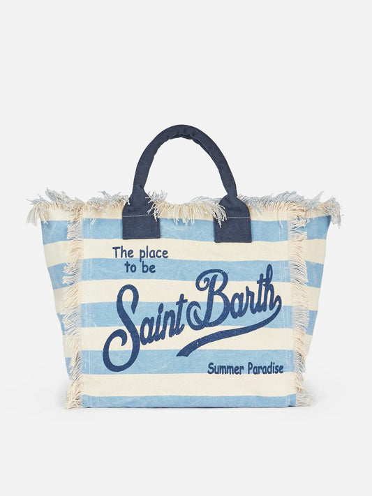 CAPRICOAST® – Borsa da Mare in Cotone Azzurra a Righe
